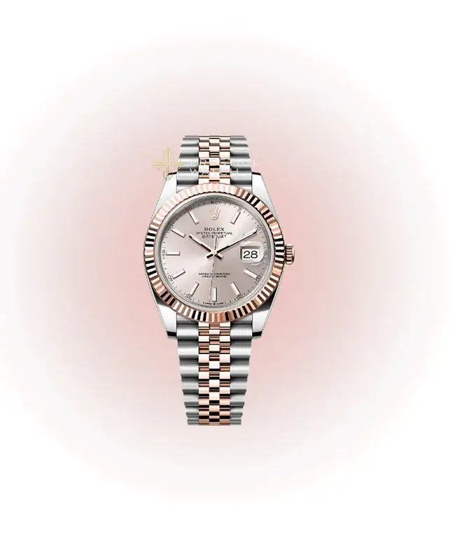126331 Datejust 41 watch with Everose Gold bezel and Jubilee bracelet, brand new model.