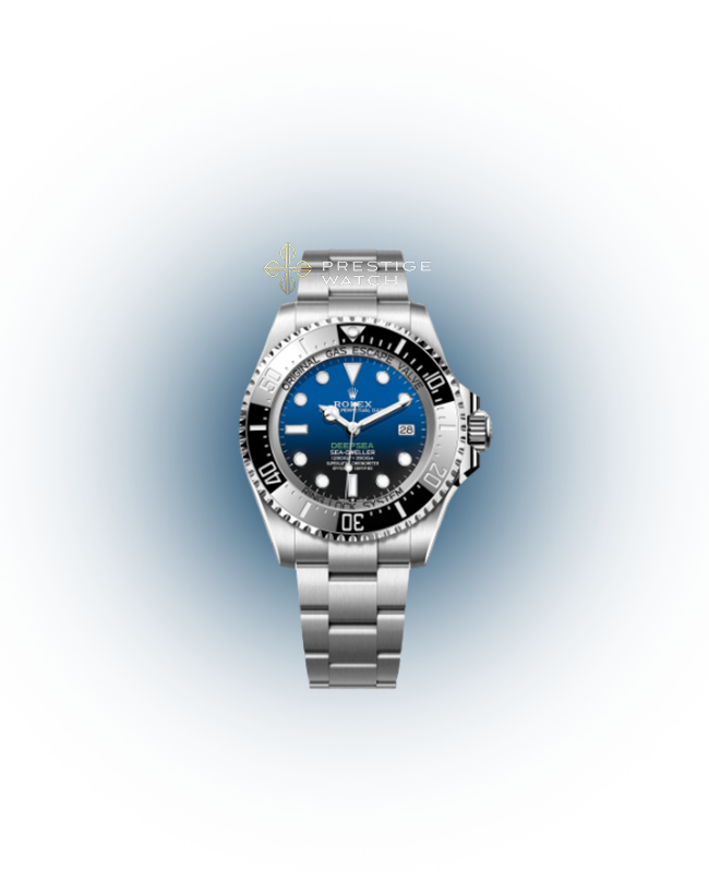 136660 Deepsea Blue luxury watch with ceramic bezel and oyster steel bracelet.